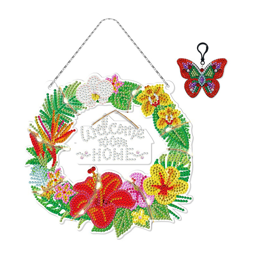 

Christmas Wreath with Keychain & Lamp Belt - 5D DIY Craft Pendant - 18*19CM, 501 Original