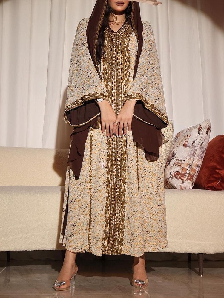 Vintage V Neck Long Sleeve Kaftan