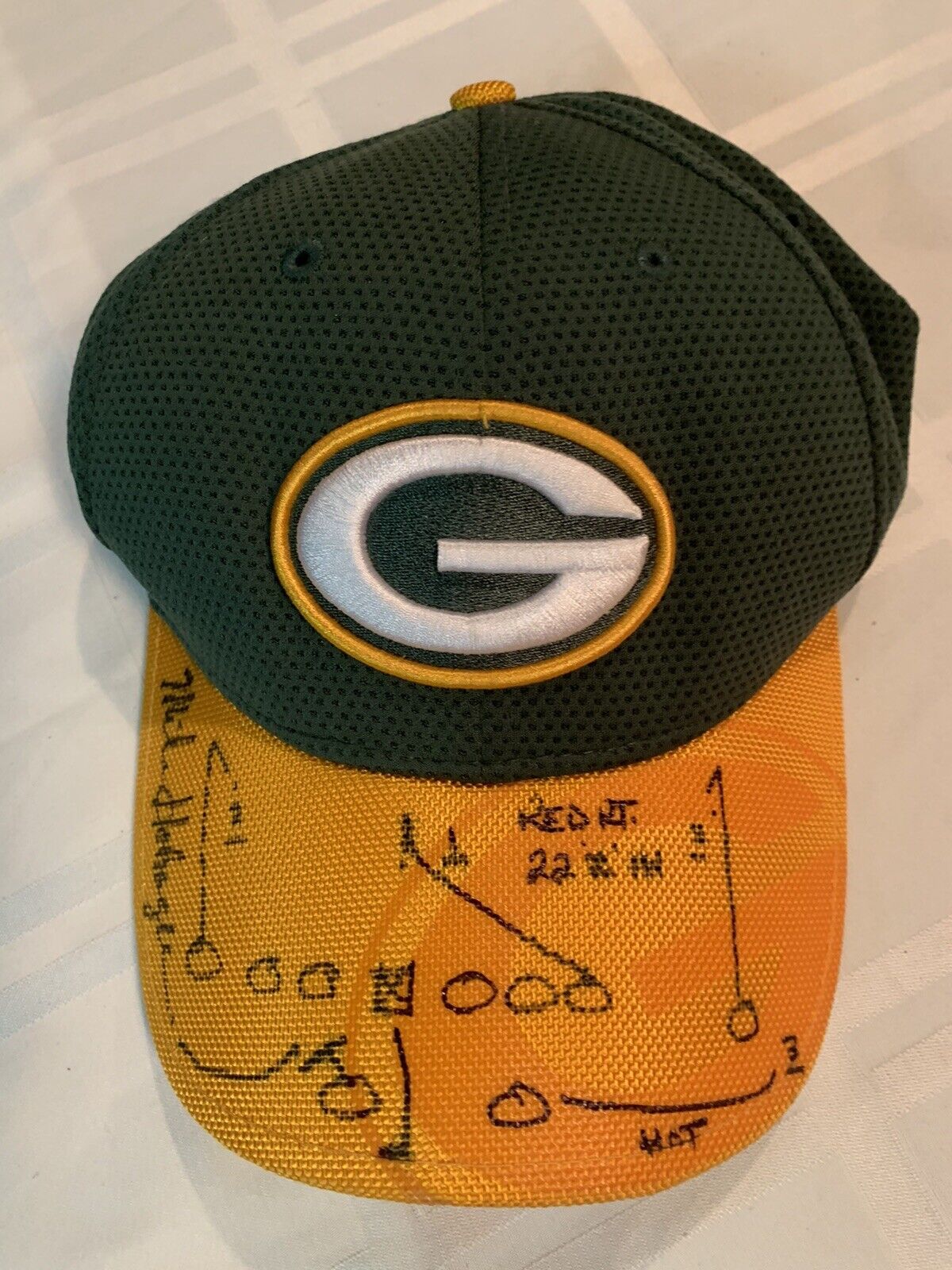 mike holmgren Signed Drawn Sketch Play Packers Hat