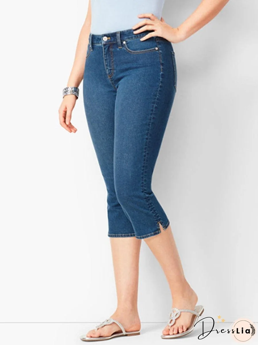 Plus Size Super Stretch Button High Waist Pants