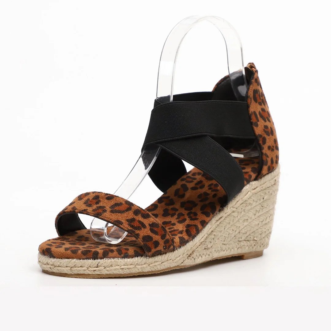 Women's Wedge Heel Round Toe Back Zipper Sandals