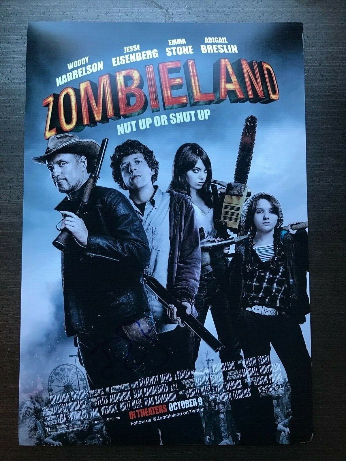 * JESSE EISENBERG * signed 12x18 Photo Poster painting poster * ZOMBIELAND * PROOF * 6