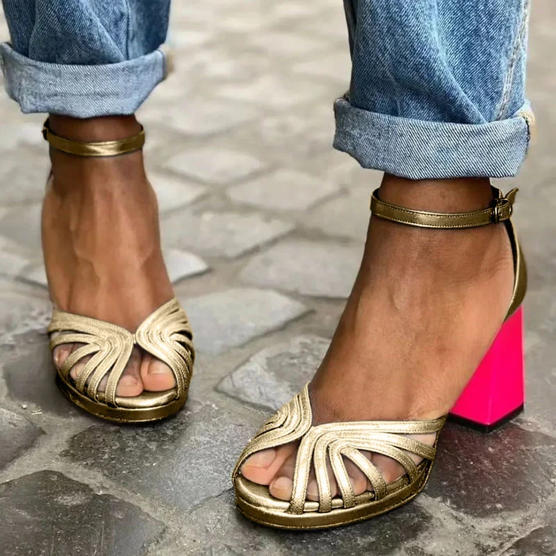 サンダル・ミュール Ma-Helena Peep Toe Leather Sandal Shoes Emel Rose Gold Peep Toe Buckle Sandal – Emel Shoes US
