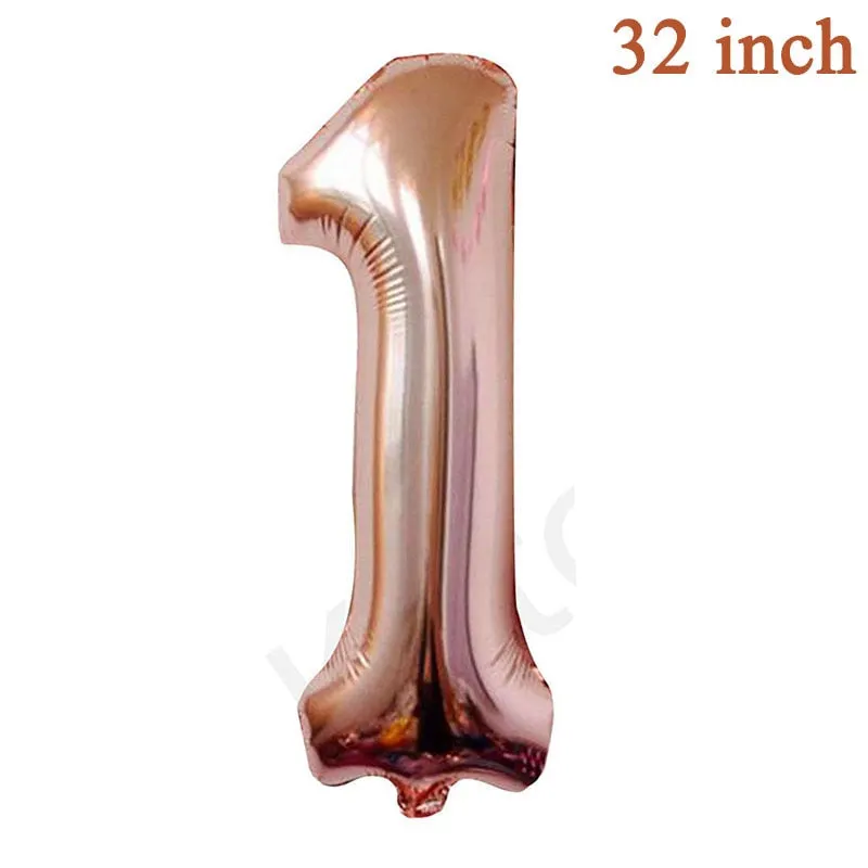 Rose Gold Number Foil Balloon Party Decorations Wedding Happy Birthday Party Kids Baby Shower Boy Girl Decor First 1st Supplies