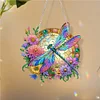 5D Diamond Painting Double Sided Effect  Stained Glass Panel Decorative Home Garden Decoration Hanging Kit(Dragonfly)