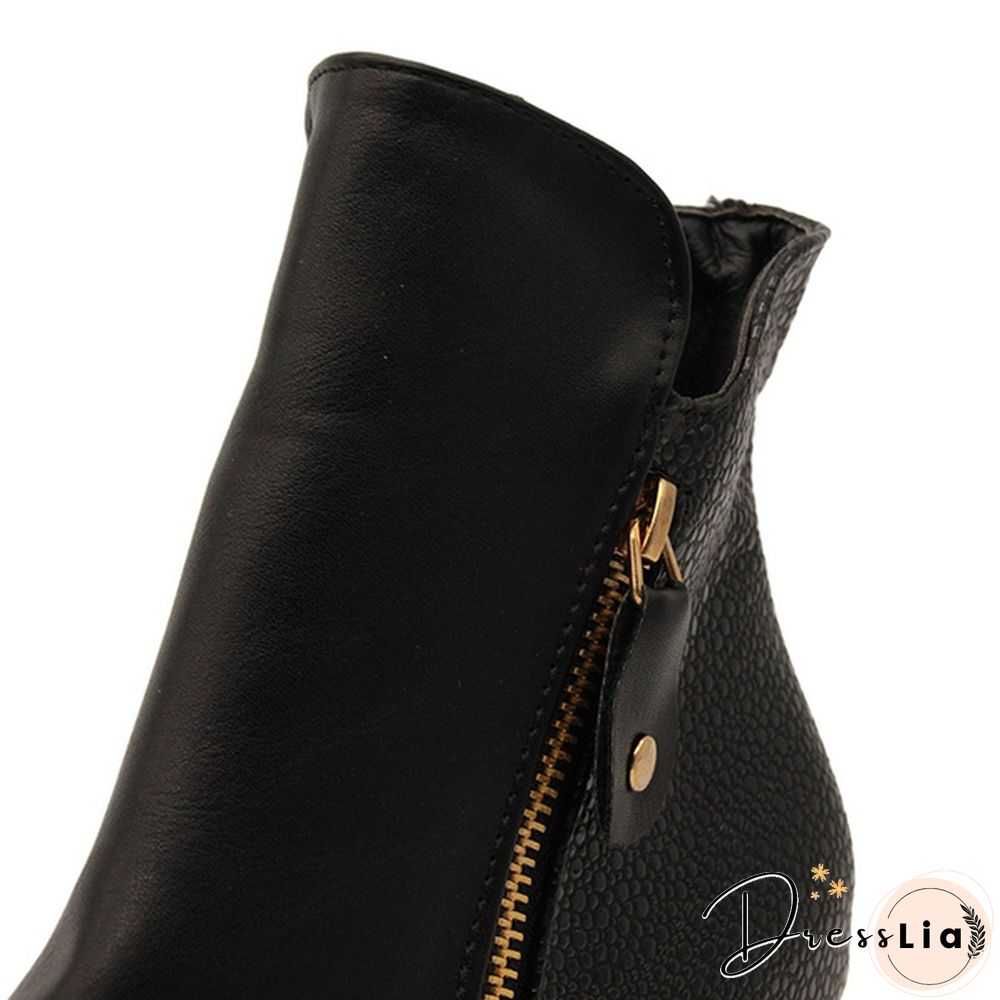 Autumn Winter Women  Martin Boots Female High Heel Thick with Side Zipper Large Size Ladies Boots