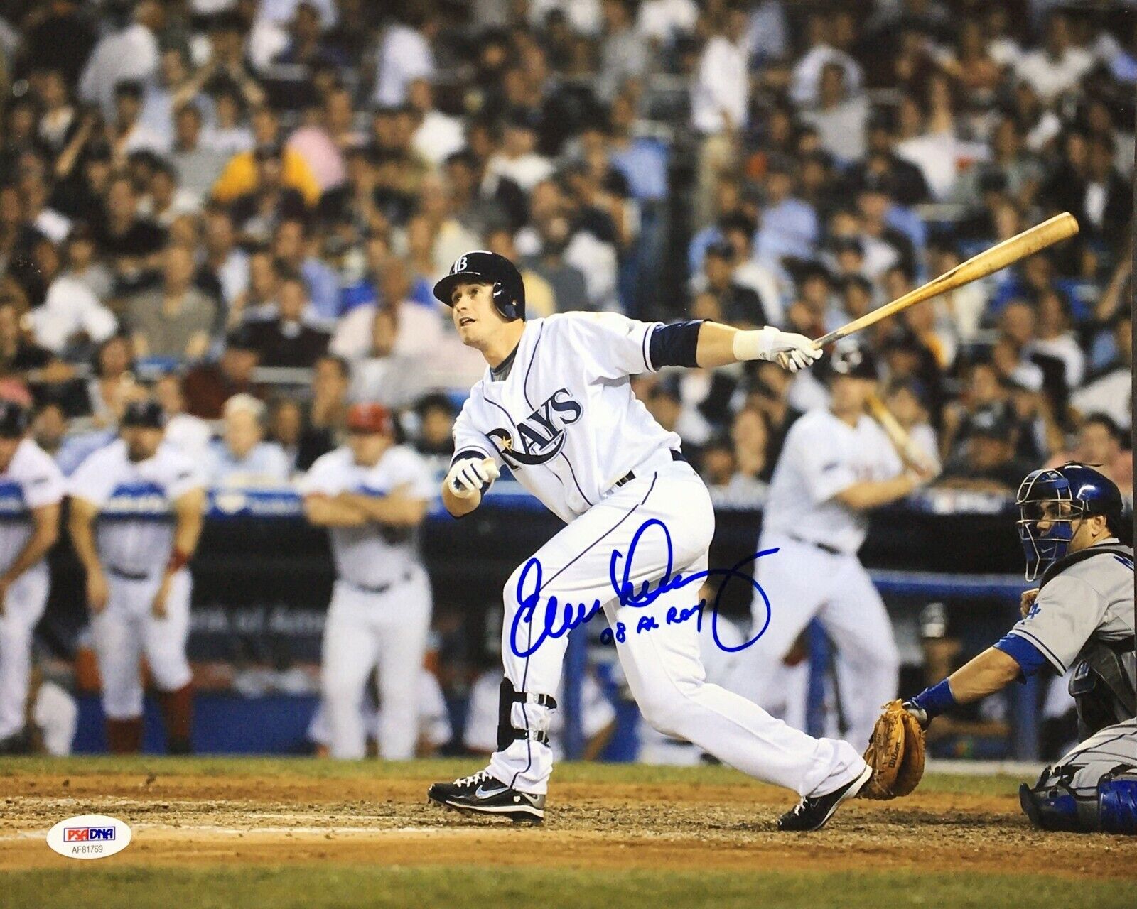 Evan Longoria Signed Tampa Bay Rays Baseball 11x14 Photo Poster painting 08 AL ROY