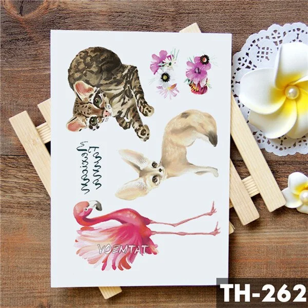 Sdrawing Geometric Rose Fox Wolf Waterproof Temporary Tattoo Sticker Swan Elk Animals Flash Tattoos Body Art Fake tatoo