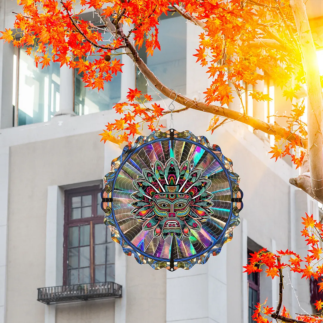 Mandalas Hanging Wind Spinner 360 Degree Rotating 3D Garden Wind Spinners 10-Inch Hanging Wind Catcher Art Gift for Home Garden Halloween Christmas (04)