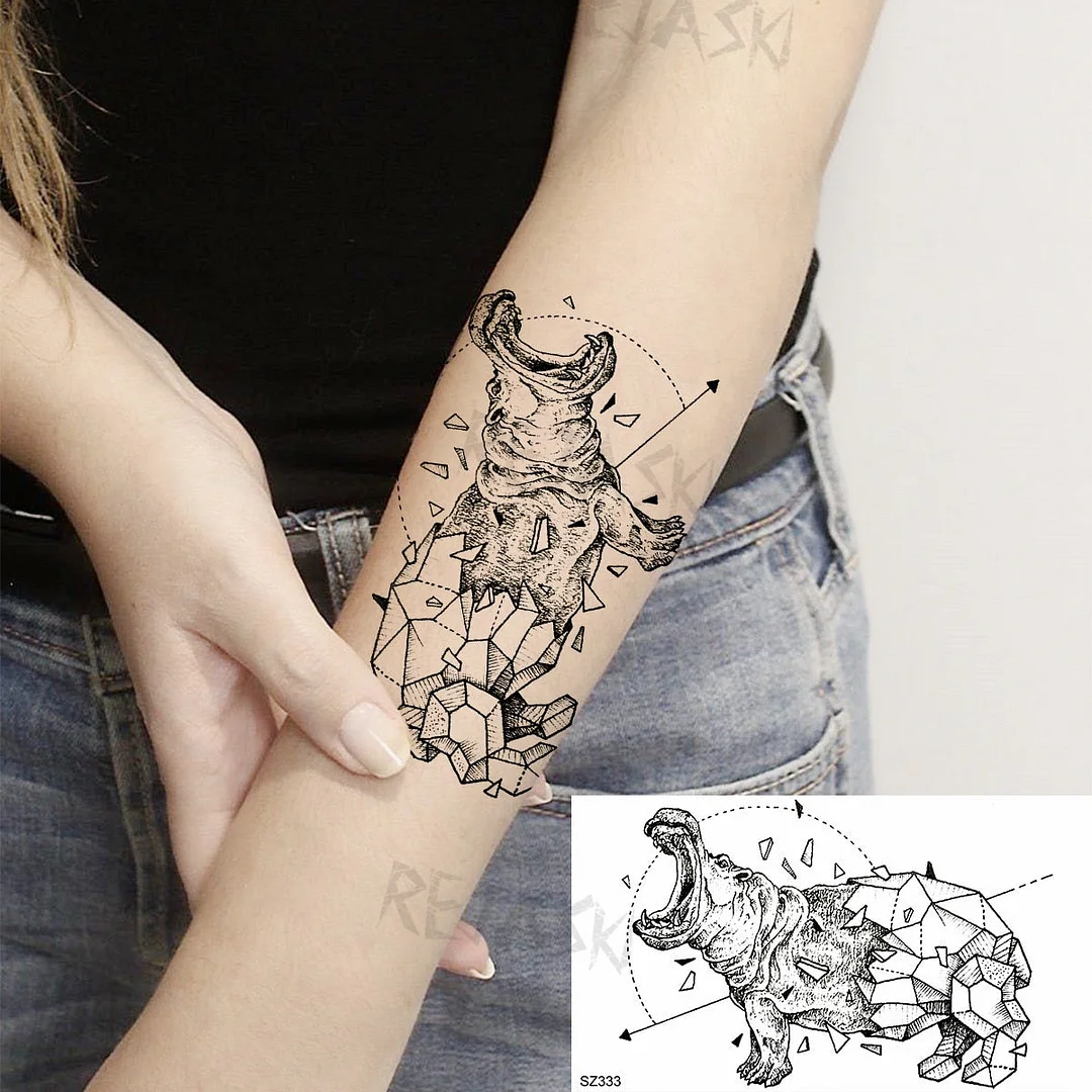 Realistic Sunflower Fashion Wrist Temporary Tattoos For Women Gilr Butterfly Geometry Fake Tattoo Custom Armbands Washable Tatoo