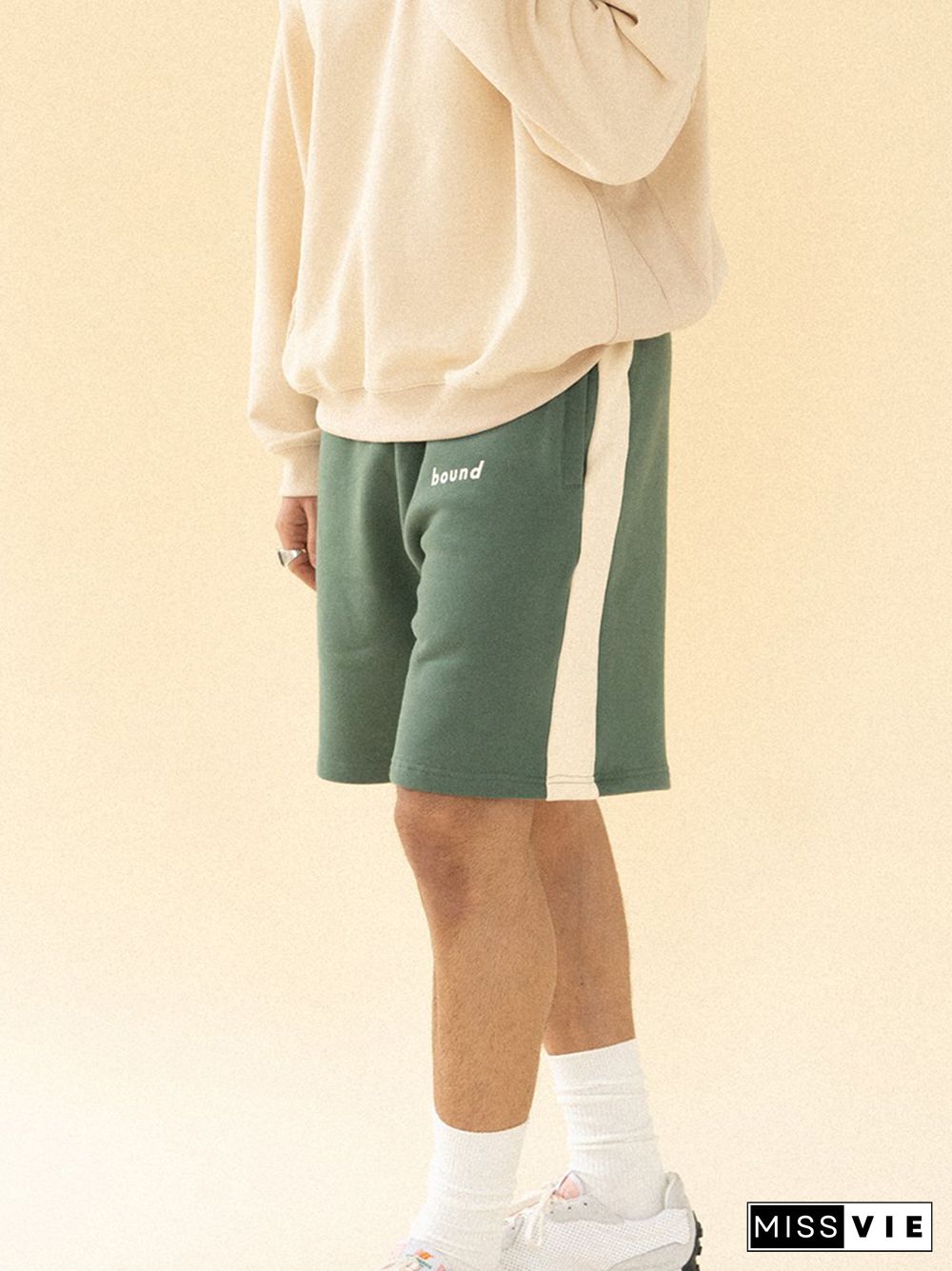Green Striped Jogging Pants Fashion Casual Sports Shorts