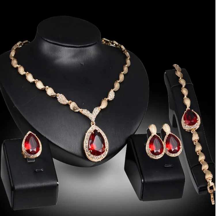 Shiny Gem Necklace Bridal Banquet Jewelry Sets