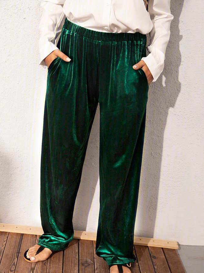 Green Velvet Casual Pants