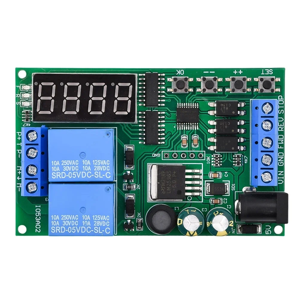IO53A02 DC5-24V IO56D02 DC12V 24V Cycle Delay Relay Adjustable Time Control Switch Motor Forward Reverse Controller Time Relay