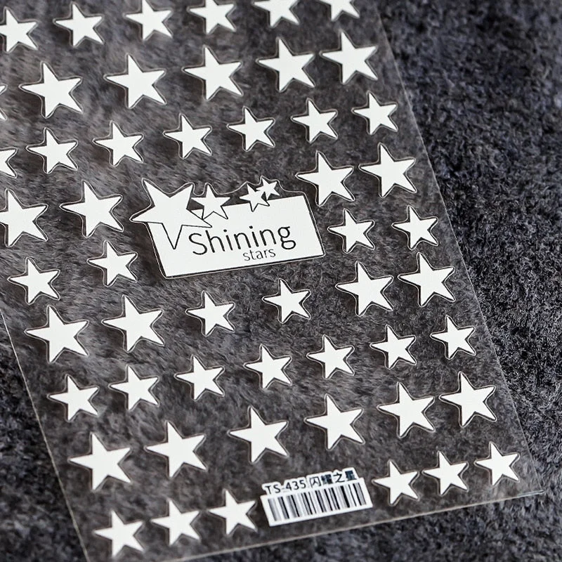 5D Star Love Nail Art Stickers Adhesive High Quality MultiColor Love Heart Stars Design DIY Nail Decals Foils Wraps Decorations-Nail Inspo