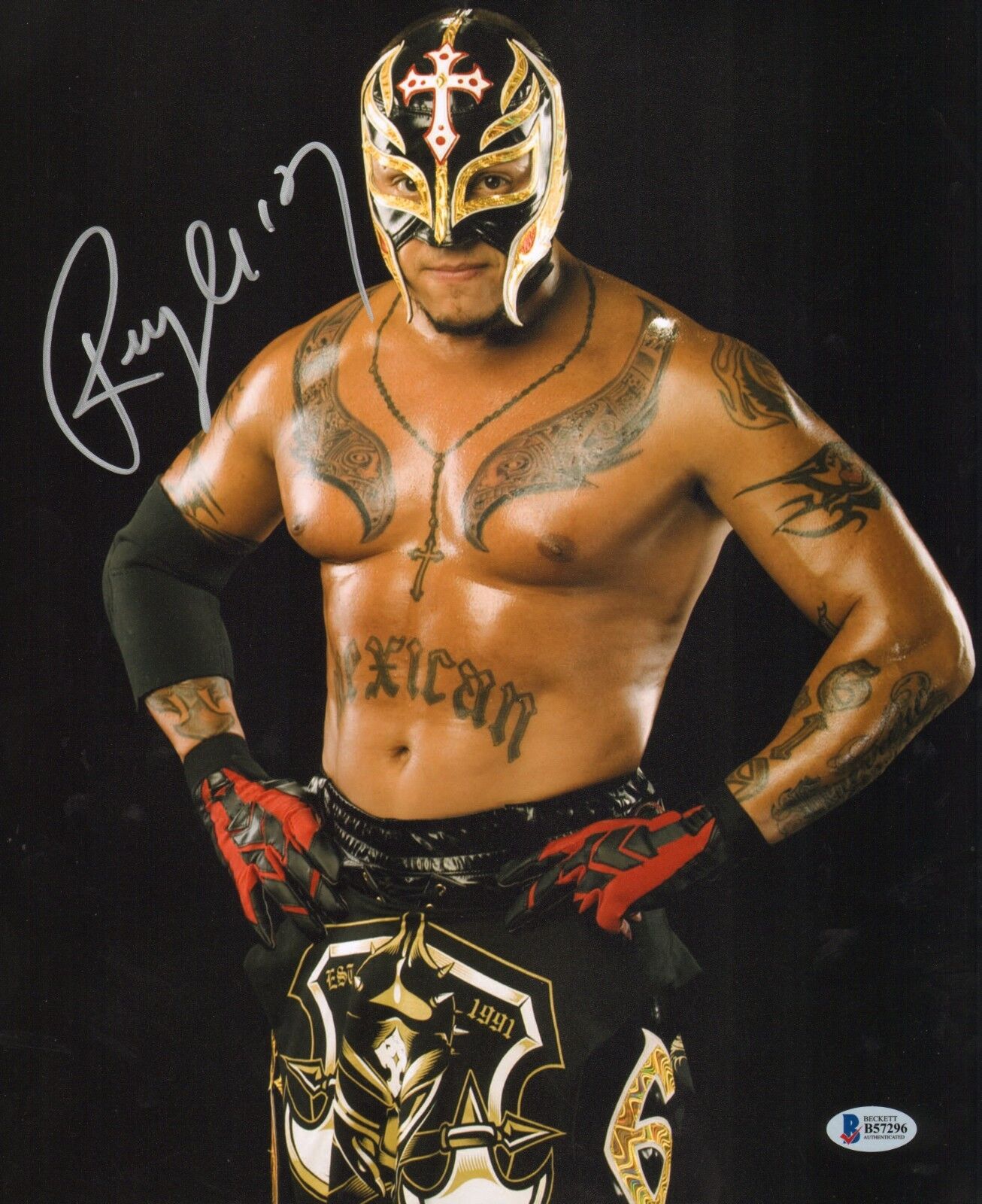 Rey Mysterio Jr Signed 11x14 Photo Poster painting BAS Beckett COA WWE Picture w/ Mask Autograph