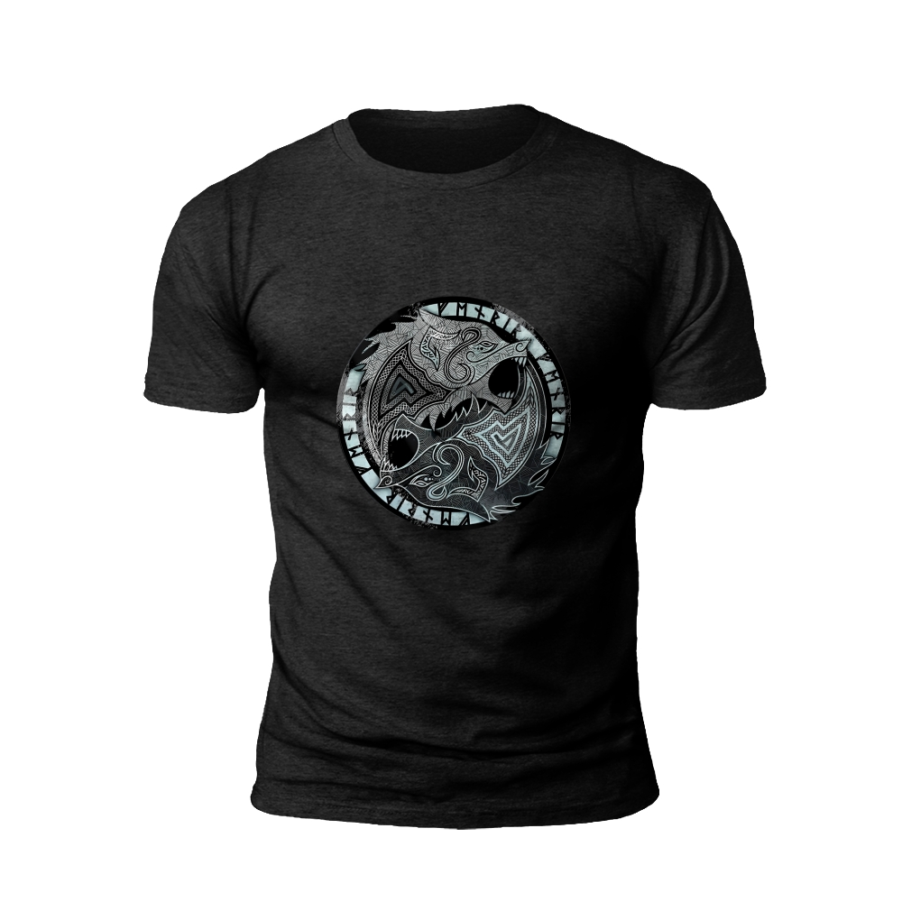 Viking-Inspired Wolf Graphic T-Shirt