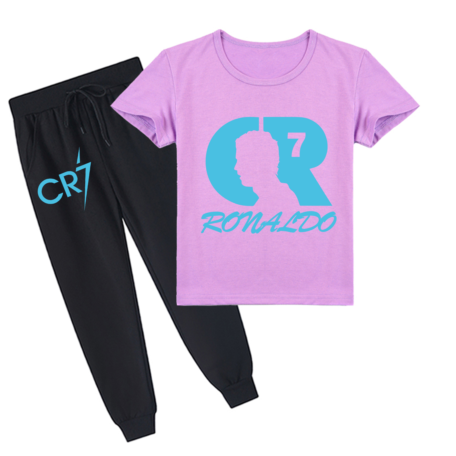 Mayoulove Cristiano Ronaldo Kids Short Sleeve T-Shirt Set for Boys & Girls - Stylish & Comfortable Soccer Apparel-Mayoulove