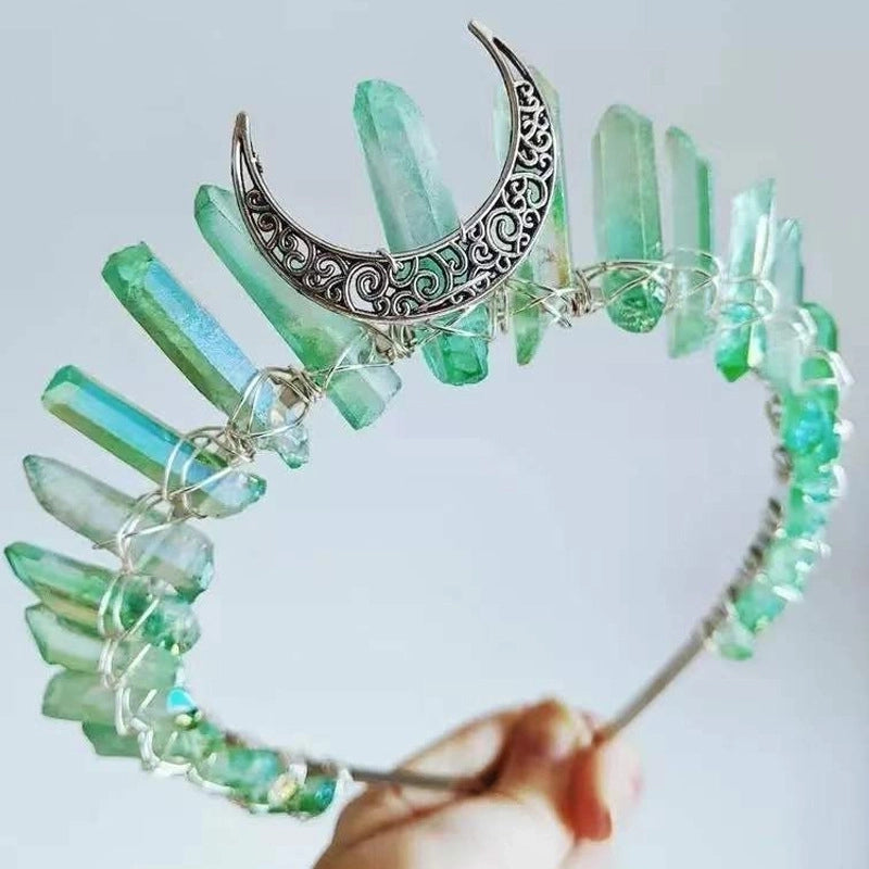 Retro Geometric Moon Natural Crystal Hair Band