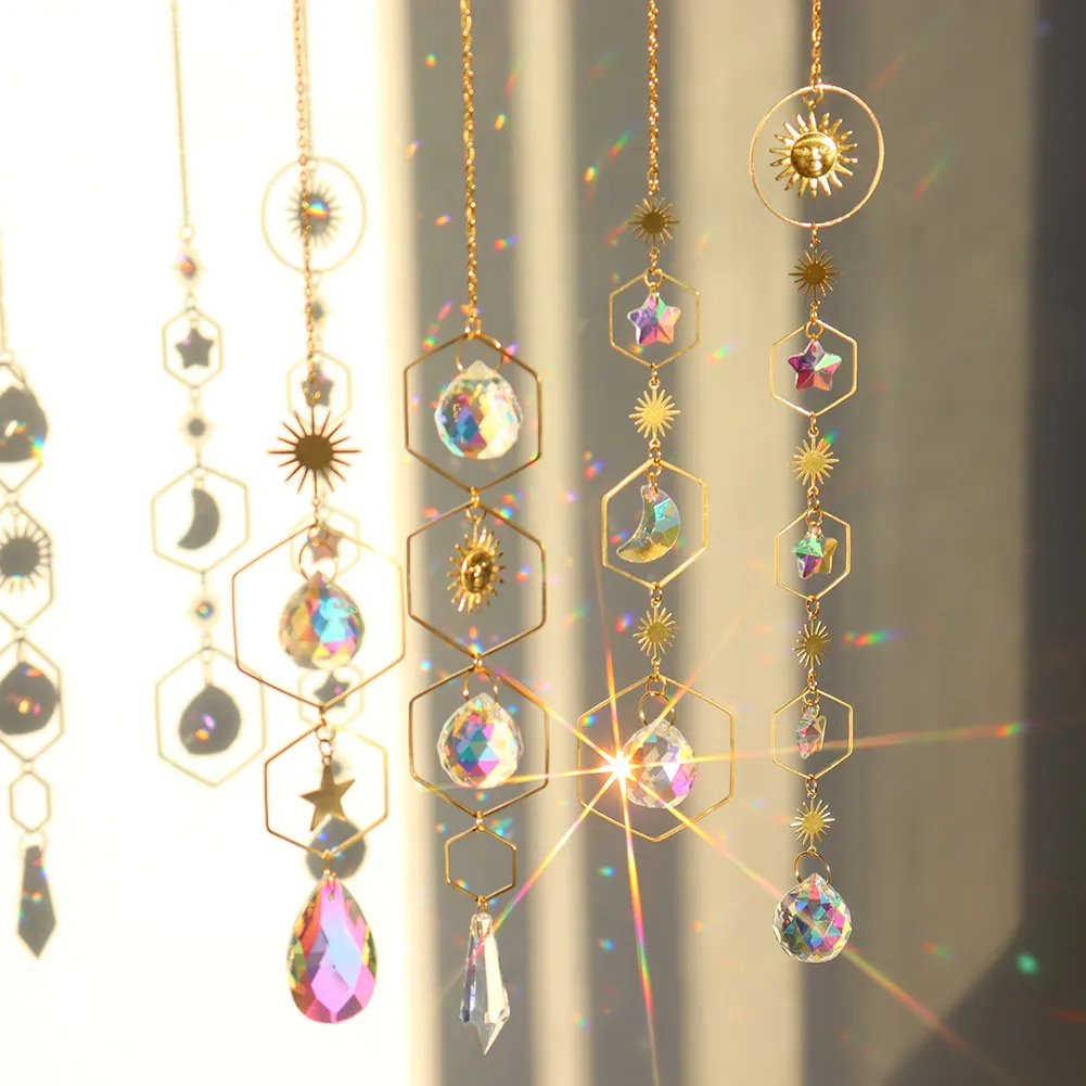 Crystal Wind Chime Ball Star Pendant Hanging Garden Home Xmas Party Decor