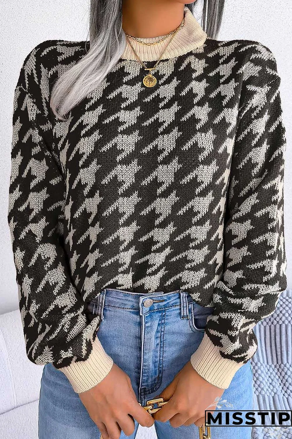 Black Casual Patchwork O Neck Tops