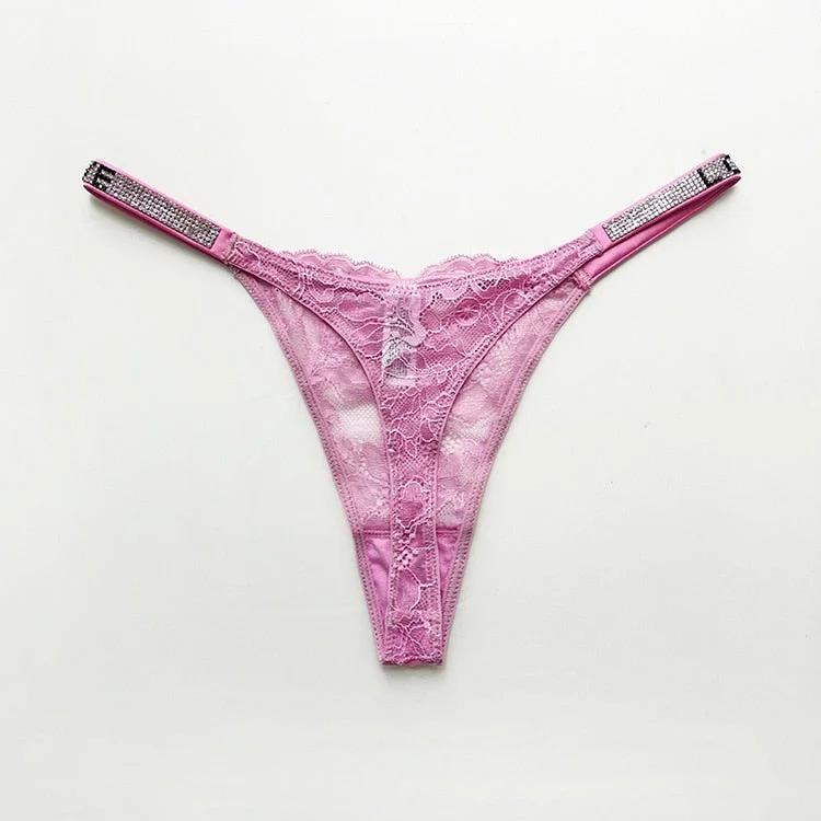 Sexy Lace Transparent Panties Women G String Love Secret Rhinestone Thong Lingerie Seamless Low Rise Intimates Underwear lenceri