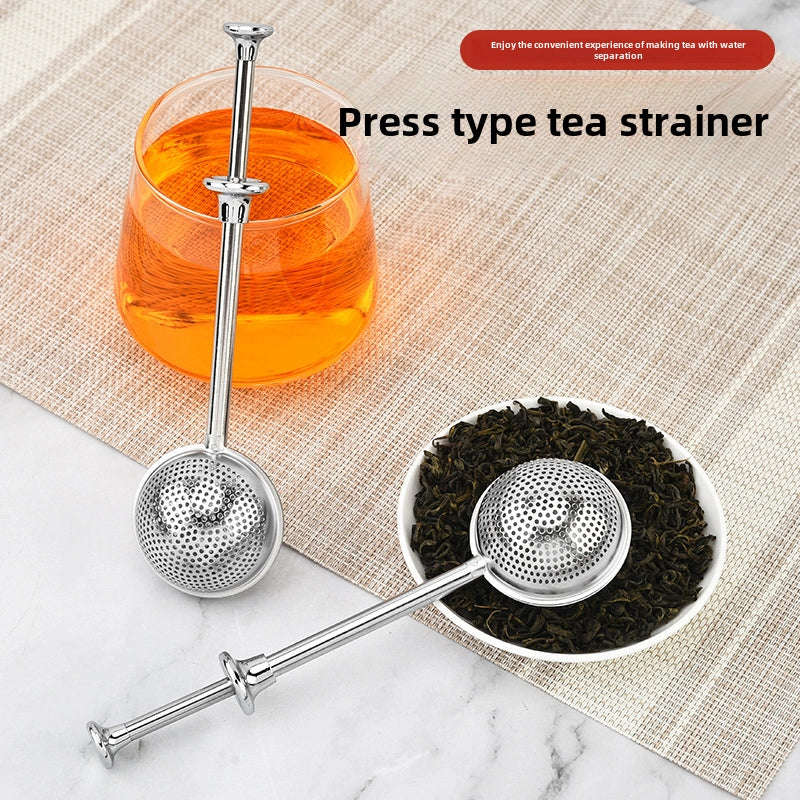 304 Stainless Steel Tea Strainer Spherical Push-type Tea Maker Retractable Tea Strainer Tea Ball Tea Filter2