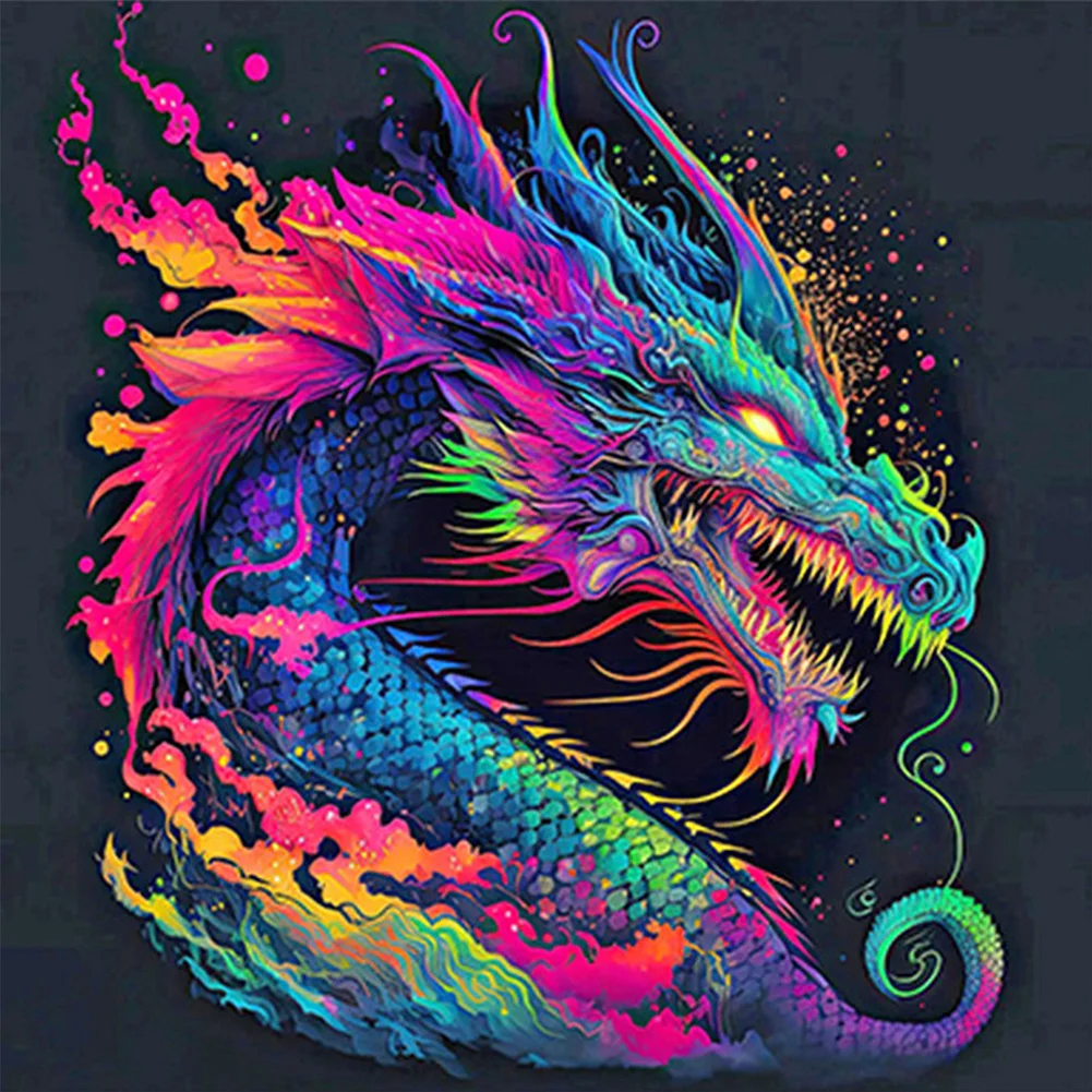Colorful dragon, 5D diamond painting - Square or Round rhinestones