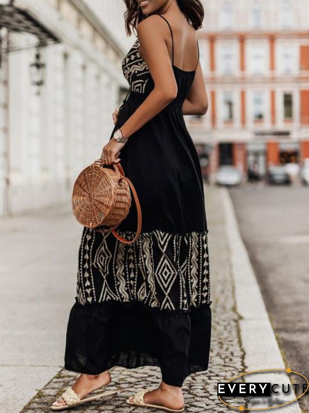 Fashion Embroidery Printed Bohe Sling Dress Women Sexy Off Shoulder Waist Slim Party Dress Summer Elegant Backless Beach Dresses