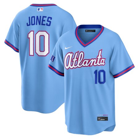 Youth Atlanta Braves #10 Chipper Jones Powder Blue 2026 City Connect Stitched Jersey