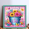 (US Only)Flower in Bucket Printed Cross Stitch Kit 45x45cm DIY 11CT Thread Art Needlework