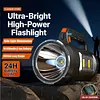 Rechargeable Solar High Power Searchlight Big Flashlight Waterproof for Outdoor