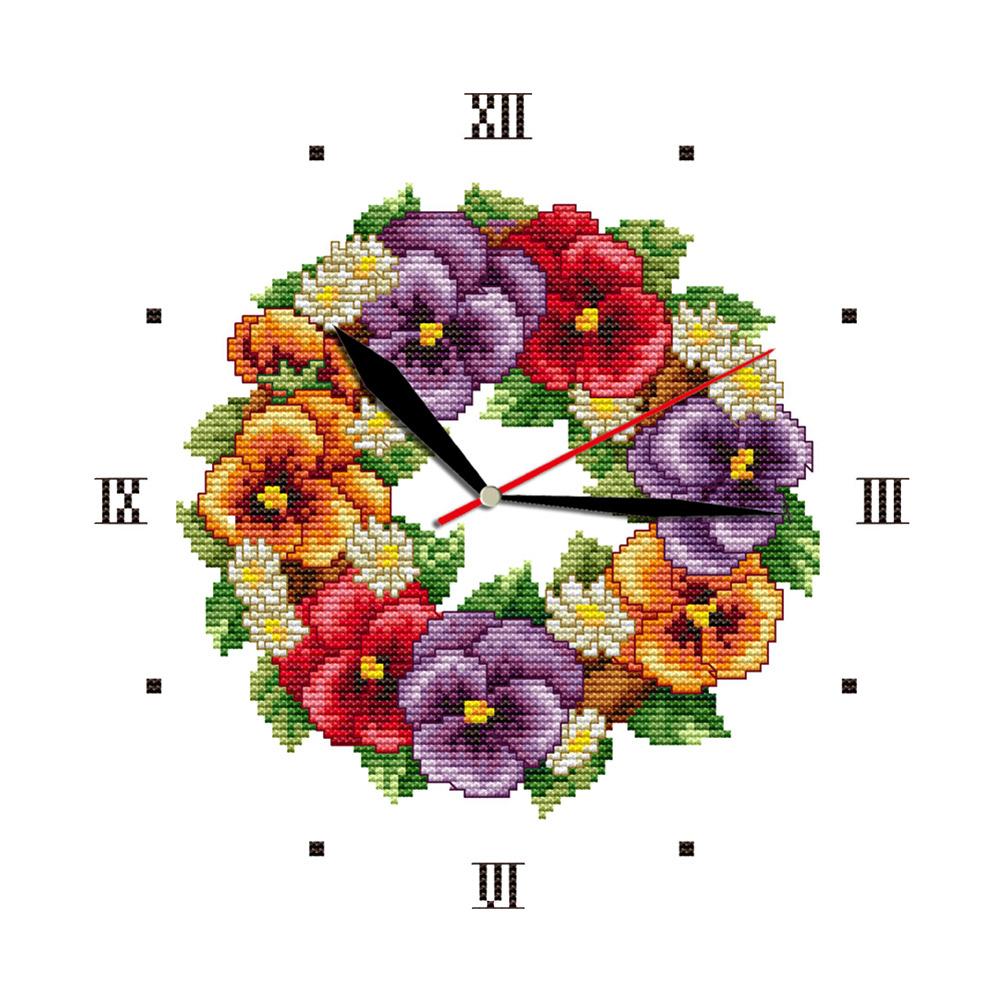 

Brightly Popped Clock - 14CT Stamped Cross Stitch - 28*28cm, 501 Original