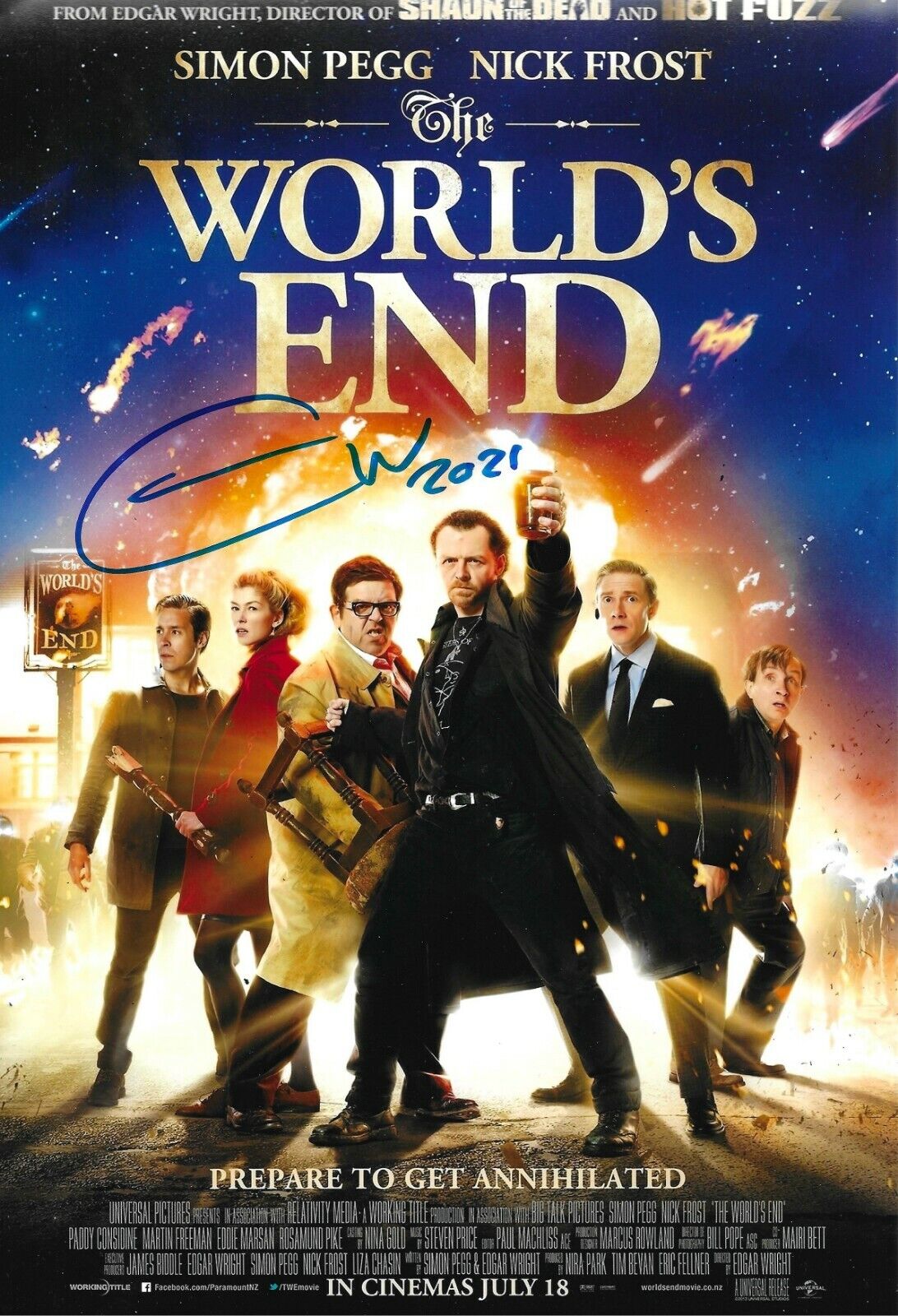 Edgar Wright Signed The Worlds End 12x8 Photo Poster painting AFTAL