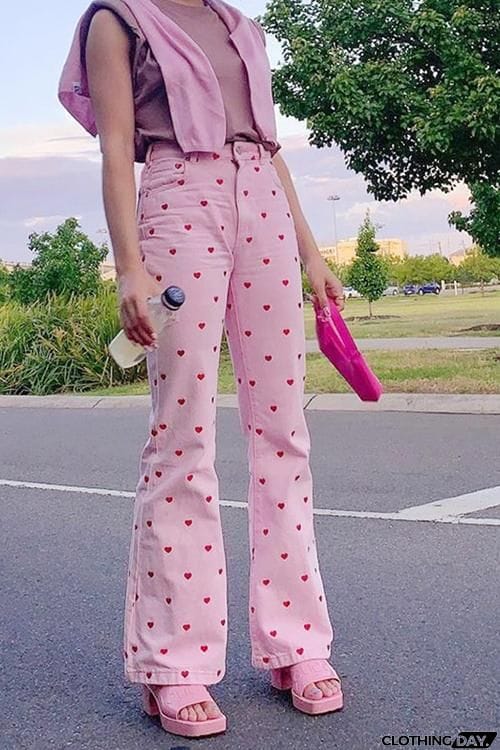 Red Heart Bell Pants