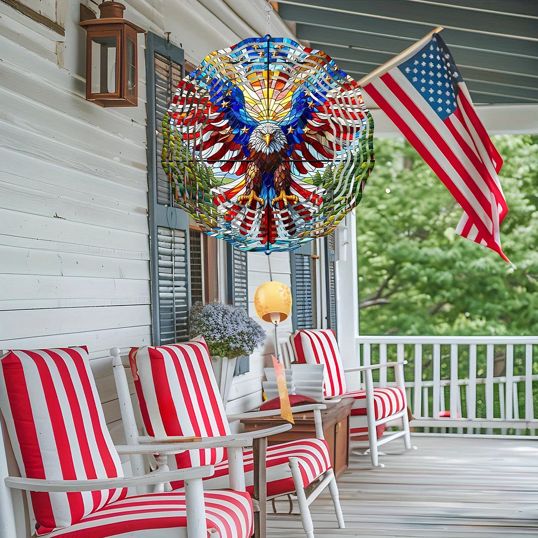 3D Hanging Wind Spinner 360 Degree Rotating 10-Inch Garden Wind Spinners Hanging Wind Catcher Art Gift for Home Garden Halloween Christmas (eagle)