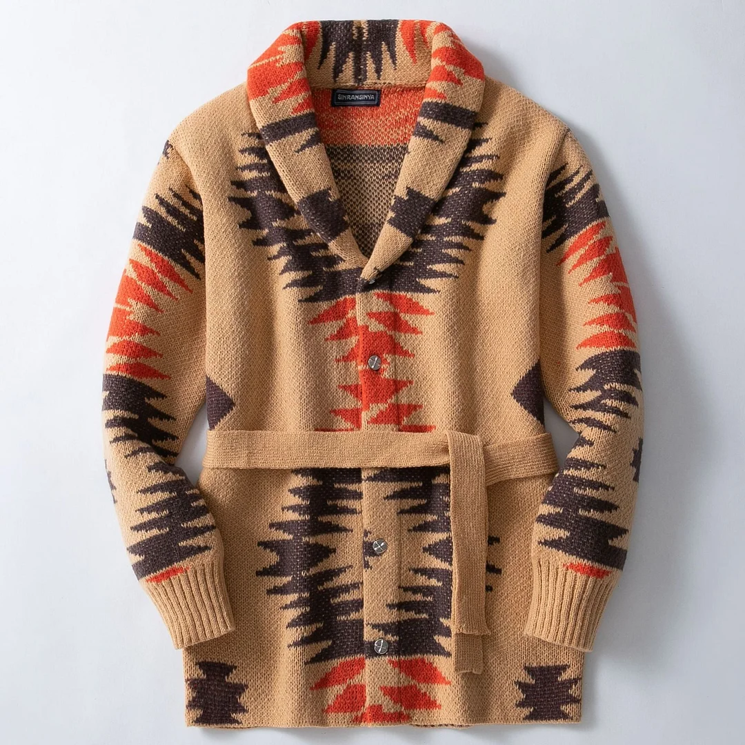 Sukestyle Vintage Heavy Industry Jacquard Sweater, Cardigan Jacket