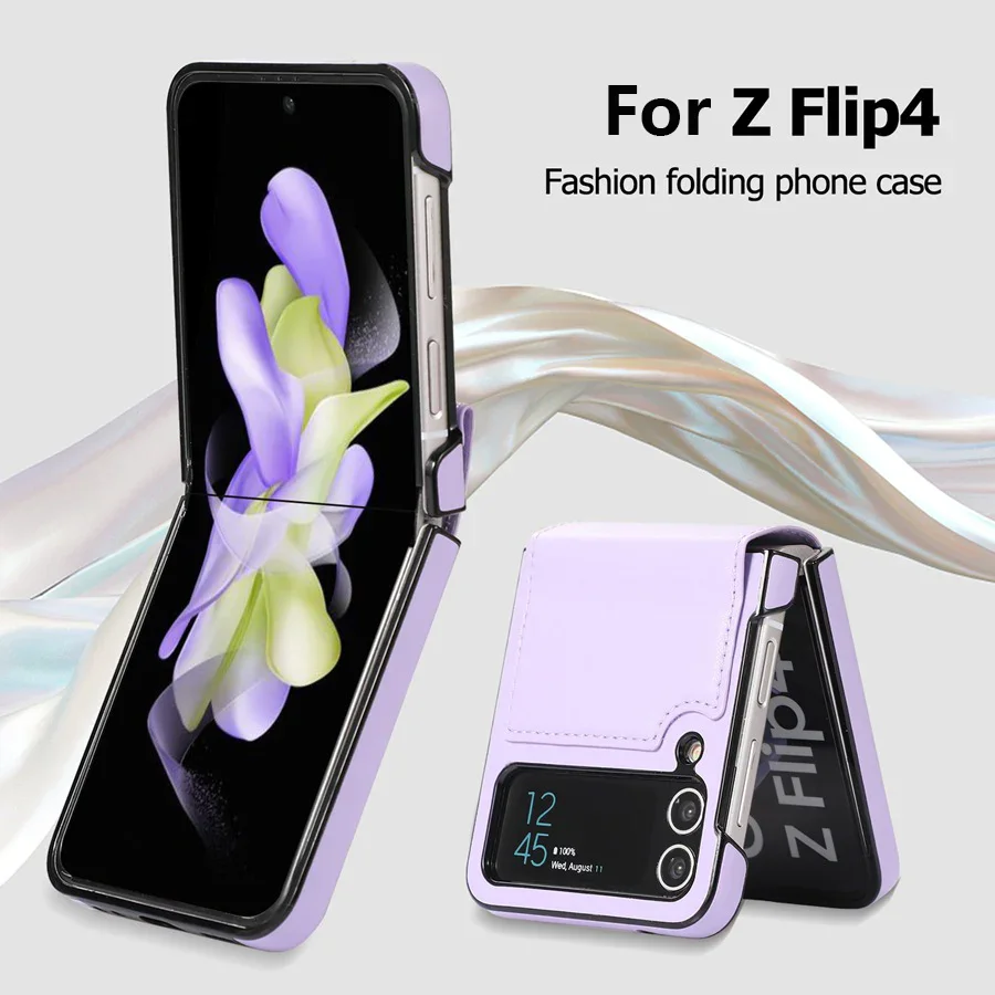 Suitable For Samsung Z Flip 3/Z Flip 4 Folding Solid Color Ring Folding Screen Phone Case