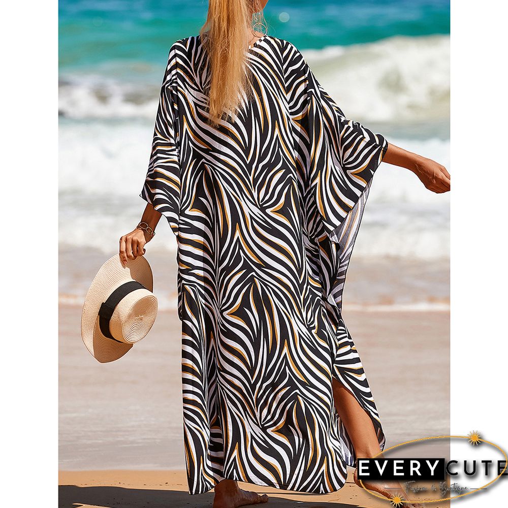 Stripe Print Long Kinimo Beachwear