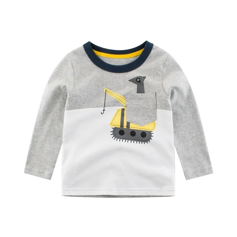 Boys T-shirts Fashion Cartoon Cars Tees Girls Long Sleeve Tops Autumn Winter Kids Cotton Sweatshirt Children Sport T Shirts