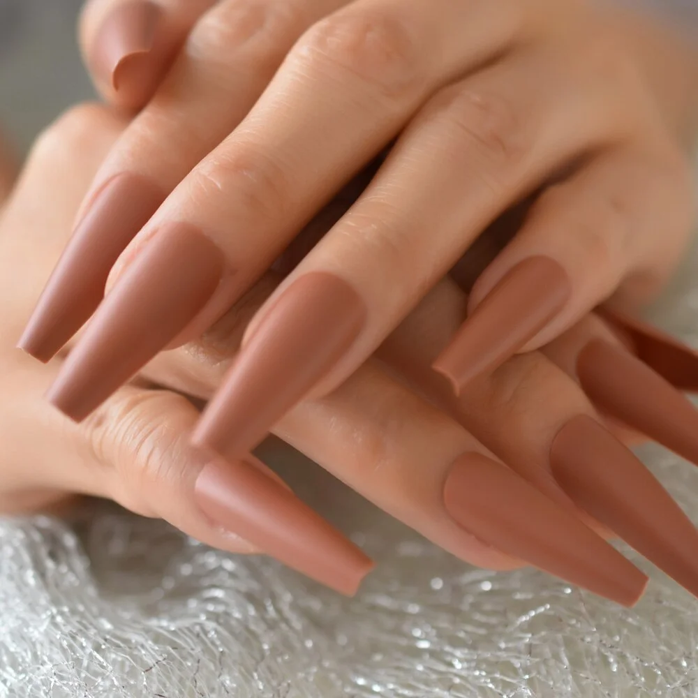 24PCS Short Squoval Dark Pure Color Nail Set Art Full Cover Fack Nails Charming Gels Nail Wholesale-Nail Inspo