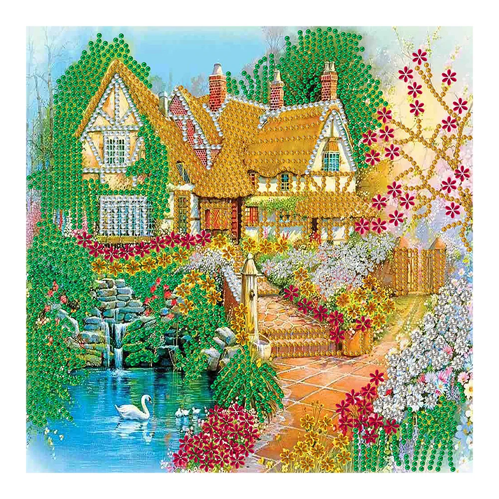 Diamond Painting - Partial Special Shaped Drill - Garden Bungalow(Canvas|30*30cm)
