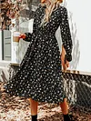 L&auml;ssig Stehkragen Weit Kleid
