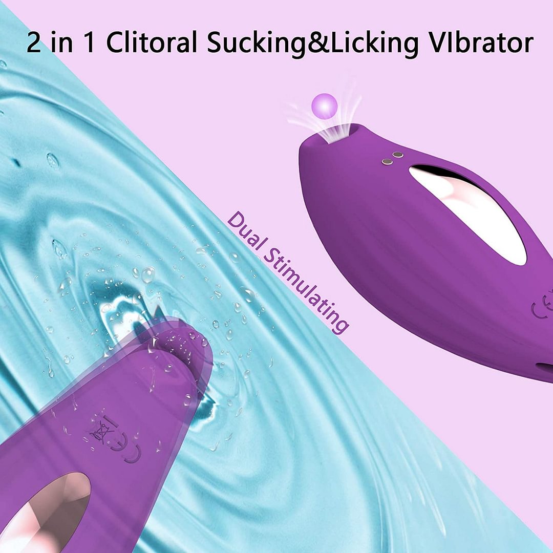 Clitoral Sucking Licking Vibrator with 10 Powerful Vibrations 5 Intensity Suctions, 2 in 1 Waterproof Clit Sucker Nipple Stimulator  