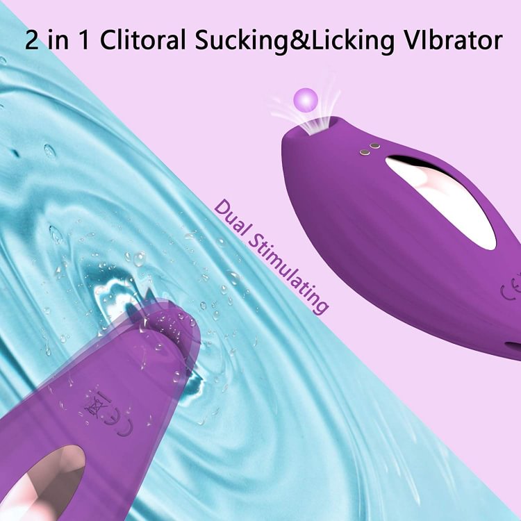 Clitoral Sucking Licking Vibrator with 10 Powerful Vibrations 5 Intensity Suctions, 2 in 1 Waterproof Clit Sucker Nipple Stimulator Rose Toy