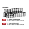 Capri Tools 1/4 in. Drive 12-Point Shallow and Deep Socket Set, SAE, 3/16 to 9/16 in, SAE, 20-Piece