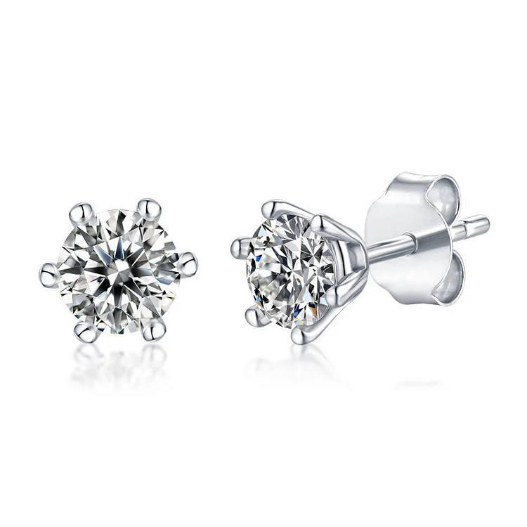 Six Claws Rhinestone 925 Sterling Silver Stud Earrings - Modakawa modakawa