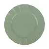 10 Pack | 9" Dusty Sage Hard Plastic Dinner Plates with Gold Ruffled Rim, Heavy Duty Disposable Dinnerware