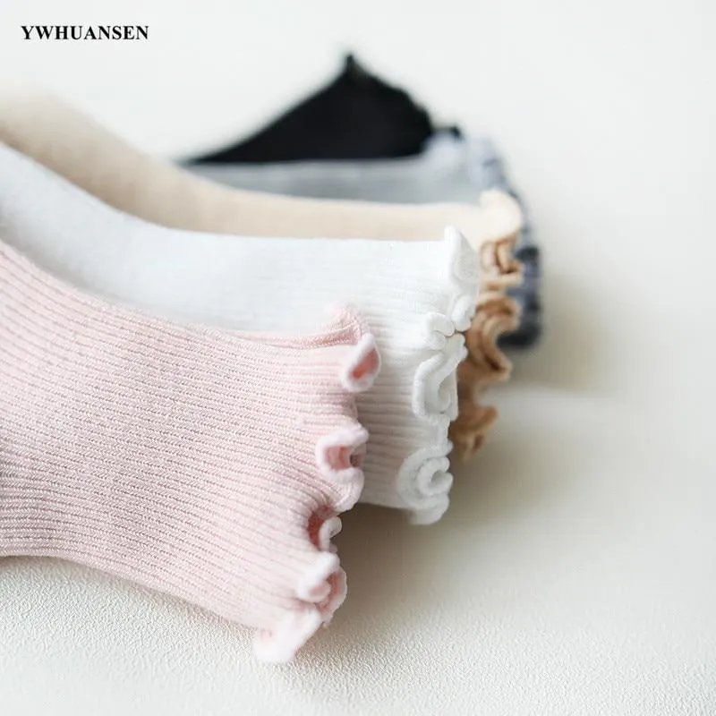 YWHUANSEN 0 to 4 Yrs Ruffle Edge Non-Skid Cotton Socks with Grip For Kids Toddlers Baby Girl Boneless Socks Four Seasons Newborn