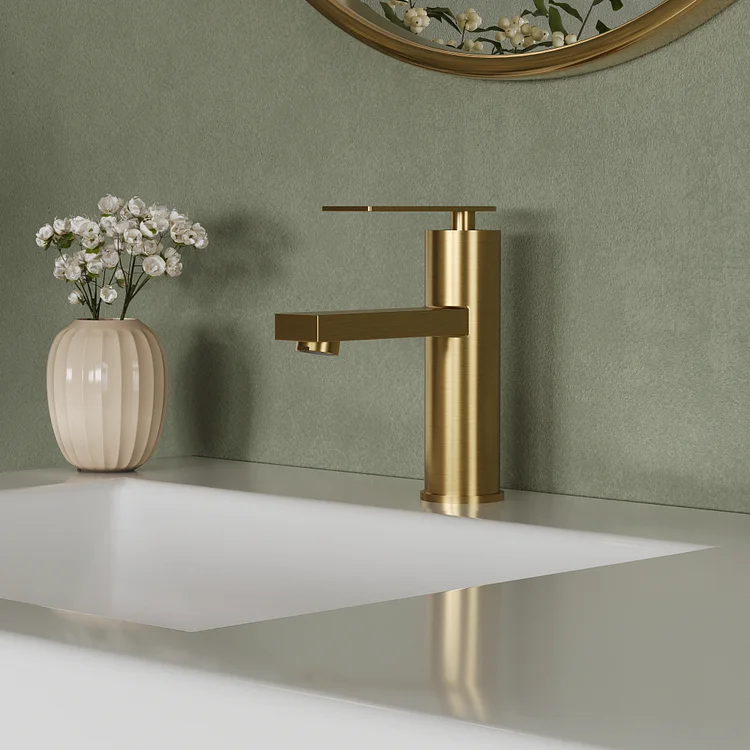 EVERSTEIN Modern Bathroom Sink Faucet in Brushed Gold SFS-1122-GD